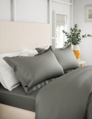 

M&S Collection Pack de 2 fundas de almohada Oxford con algodón de bambú - Gris Medio, Gris Medio