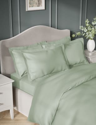 

M&S Collection 2er-Pack Oxford-Kissenbezüge aus reinem ägyptischen Baumwollsatin (Fadenzahl 400) - Graugrün, Graugrün