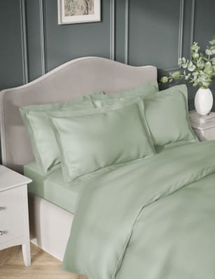 M&S 2 Pack Egyptian Cotton Sateen 400 Thread Count Oxford Pillowcases - Soft Pink, Sage,Light Cream,