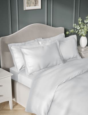 

M&S Collection Pack de 2 fundas de almohada Oxford de algodón egipcio de 400 hilos satinadas - Blanco, Blanco