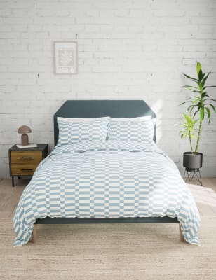 

M&S Collection Cotton Rich Geometric Bedding Set - Blue Mix, Blue Mix