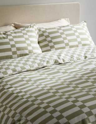 

M&S Collection Cotton Rich Geometric Bedding Set - Green Mix, Green Mix