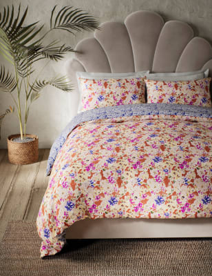 

M&S Collection Comfortably Cool Lyocell Rich Floral Ikat Bedding Set - Pink Mix, Pink Mix