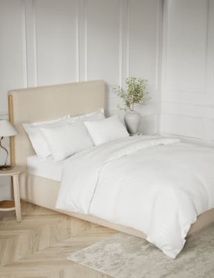 

M&S Collection Pure Cotton Sateen Stripe Bedding Set - White, White