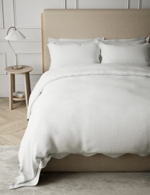 

M&S Collection Pure Cotton Trellis Matelassé Bedding Set - White, White