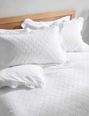 

M&S Collection Pure Cotton Trellis Matelassé Bedding Set - White, White