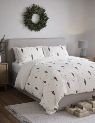 

M&S Collection Pure Brushed Cotton Nutcracker Bedding Set - White Mix, White Mix