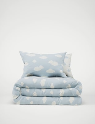 

M&S Collection Cotton Blend Clouds Reversible Bedding Set - Blue, Blue