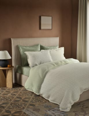 M&S X Fired Earth Seville Sidonia Brushed Cotton Bedding Set - SGL - Weald Green, Weald Green,Malm,B