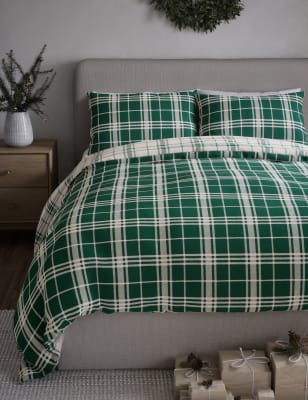 

M&S Collection Fleece Checked Bedding Set - Red Mix, Red Mix