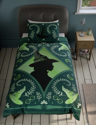 

M&S Collection Bettwäscheset aus reiner Baumwolle mit Wicked™-Elphaba-Motiv - Green Mix, Green Mix