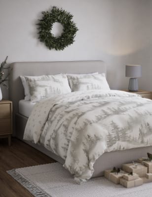 

M&S Collection Pure Brushed Cotton Winter Scene Bedding Set - Grey Mix, Grey Mix