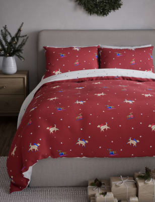 

M&S Collection Cotton Blend Festive Dog Bedding Set - Red Mix, Red Mix