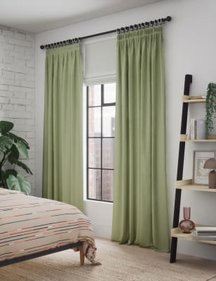 

M&S Collection Cortinas con plisado de lápiz 100% algodón - Green, Green