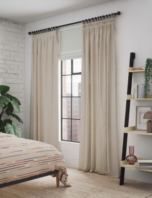 

M&S Collection Pure Cotton Pencil Pleat Curtains - Stone, Stone