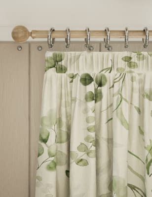 

M&S Collection Pure Cotton Watercolour Pencil Pleat Curtains - Green, Green