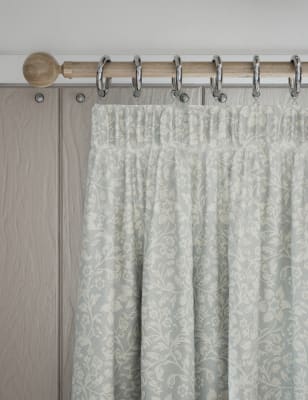 

M&S Collection Leaf Jacquard Pencil Pleat Curtains - Duck Egg, Duck Egg