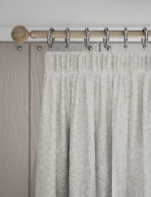 

M&S Collection Leaf Jacquard Pencil Pleat Curtains - Neutral, Neutral