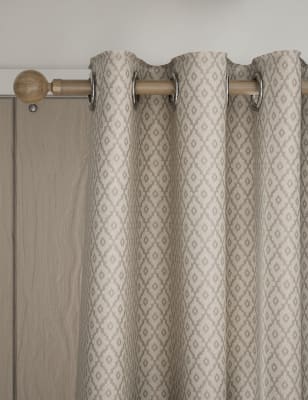 

M&S Collection Diamond Geometric Eyelet Curtains, Natural