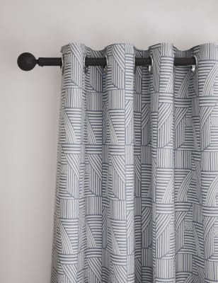 

M&S Collection Jacquard Striped Eyelet Curtains - Navy, Navy