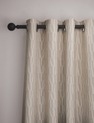 

M&S Collection Pure Cotton Geometric Eyelet Curtains - Light Grey Mix, Light Grey Mix