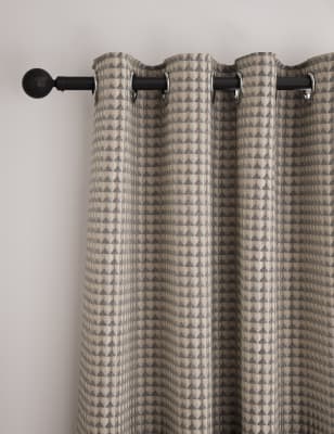 

M&S Collection Velvet Geometric Eyelet Curtains - Neutral, Neutral