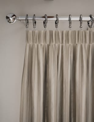 

M&S Collection Cotton Rich Jacquard Stripe Pencil Pleat Curtains - Neutral, Neutral