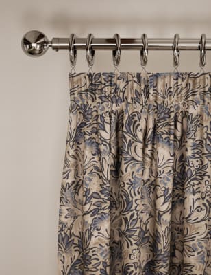 

M&S Collection Cotton Rich Floral Pencil Pleat Curtains - Navy Mix, Navy Mix