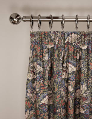 

M&S Collection Bleistiftfaltenvorhänge mit hohem Baumwollanteil und Blumenmuster - Sage Mix, Sage Mix