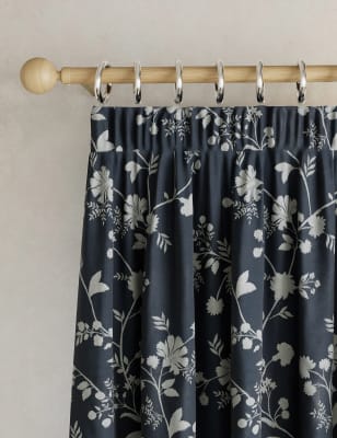 

M&S Collection Cotton Rich Blossom Blackout Curtains - Navy Mix, Navy Mix