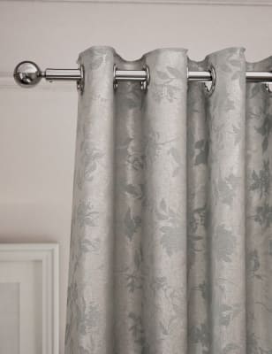 

M&S Collection Chenille Floral Eyelet Curtains - Grey Mix, Grey Mix