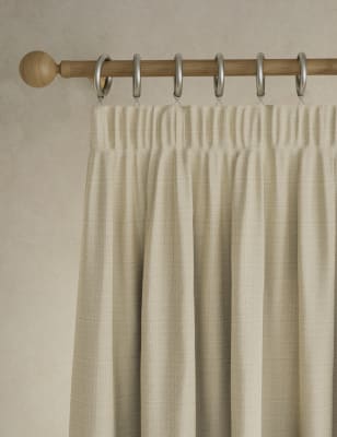 

M&S Collection Textured Pencil Pleat Blackout Curtains, Ecru