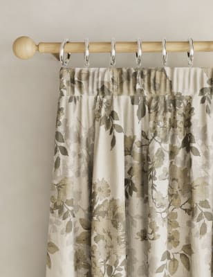 

M&S Collection Floral Pencil Pleat Blackout Curtains, Green Mix