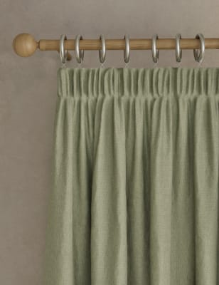 M&S Brushed Pencil Pleat Blackout Ultra Thermal Curtains - EW72 - Charcoal Mix, Charcoal Mix,Sage,Ne