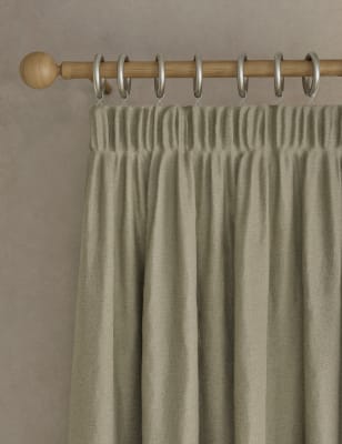 M&S Brushed Pencil Pleat Blackout Ultra Thermal Curtains - WDR54 - Charcoal Mix, Charcoal Mix,Sage,N