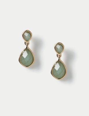 M&S Women's Gifting Aventurine Detail Earrings - Jade, Jade