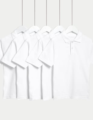 

Unisex,Boys,Girls M&S Collection 5pk Unisex Pure Cotton School Polo Shirts (2-18 Yrs) - White, White
