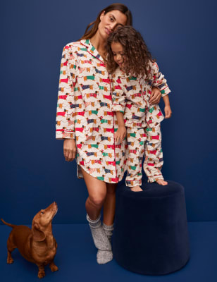 

Unisex,Boys,Girls M&S Collection Kids' Sausage Dog Family Christmas Pyjama Set (1-16 Yrs) - Light Cream, Light Cream