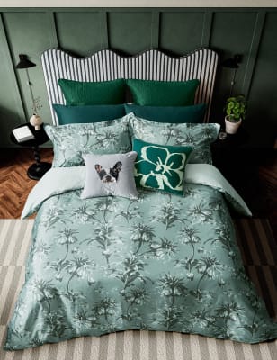 Ted Baker Sateen Belmar Floral Bedding Set - 6FT - Mint, Mint