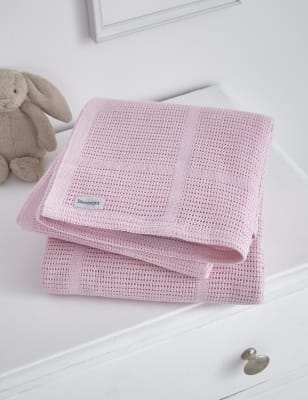 Silentnight 2 Pack Safe Nights Cellular Cot Blankets - Grey, Pink,Grey