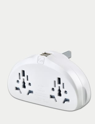 

GO TRAVEL World-UK Travel Adaptor Duo with USB - White, White