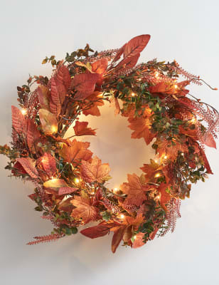 

Lights4fun Pre-Lit Autumnal Wreath - Multi, Multi