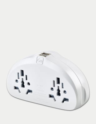 

Go Travel World-EU Travel Adaptor with USB - White, White