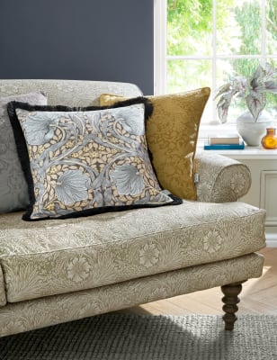 William Morris At Home Pimpernel Velvet Cushion - Charcoal, Charcoal