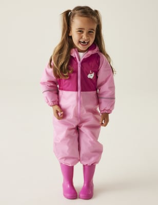 Regatta Girls Mudplay III Unicorn Puddlesuit (6 Mths-6 Yrs) - 2-3 Y - Pink, Pink