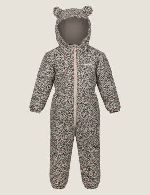 Regatta Boys Penrose Hooded Printed Puddlesuit (9 Mths-6 Yrs) - 2-3 Y - Blue Mix, Blue Mix,Brown Mix