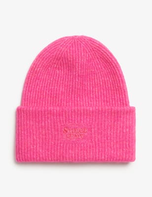 Superdry Women's Soft Rib Knit Beanie Hat - Pink, Pink