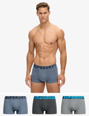 Superdry 3pk Cotton Rich Jersey Trunks - L - Black Mix, Black,Navy,Black Mix,Orange Mix