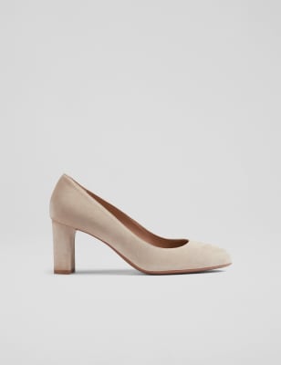 Lk Bennett Women's Suede Block Heel Court Shoes - 6 - Beige, Beige