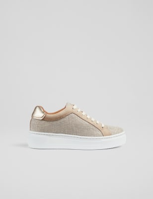 Lk Bennett Women's Canvas Lace Up Platform Trainers